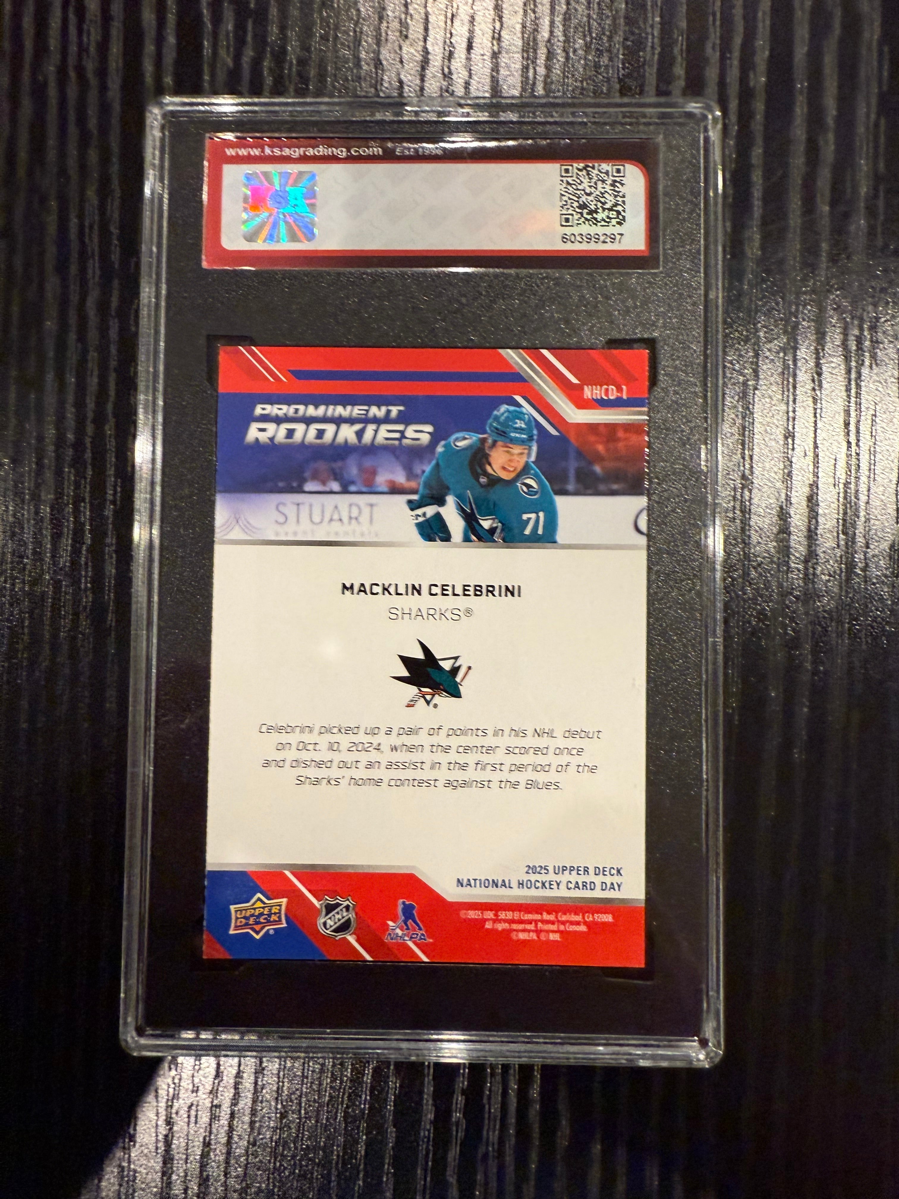 2024-25 UD NHCD Macklin Celebrini Rookie KSA 10
