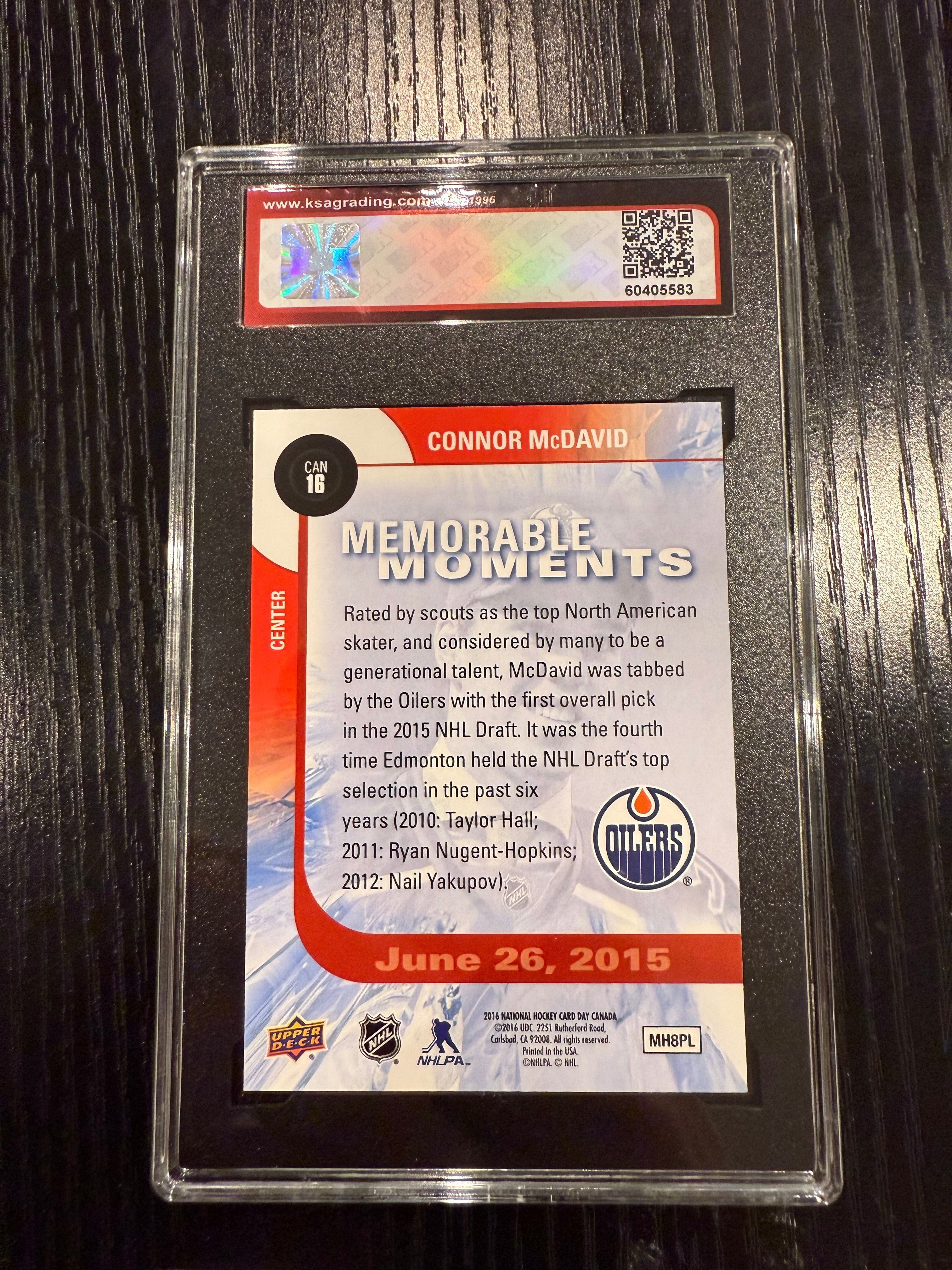 2015-16 UD NHCD Connor McDavid Rookie KSA 10