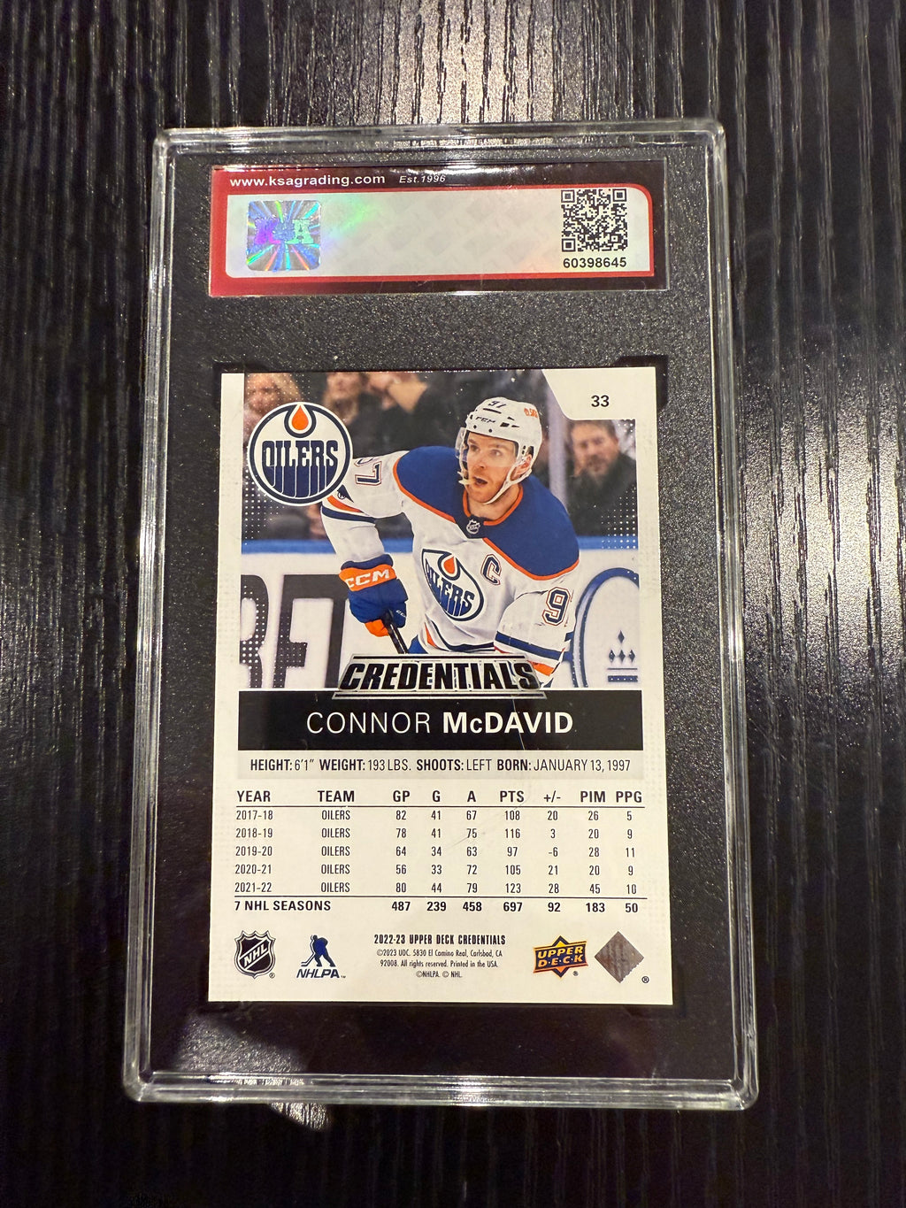 2022-23 UD Credentials Connor McDavid KSA 10