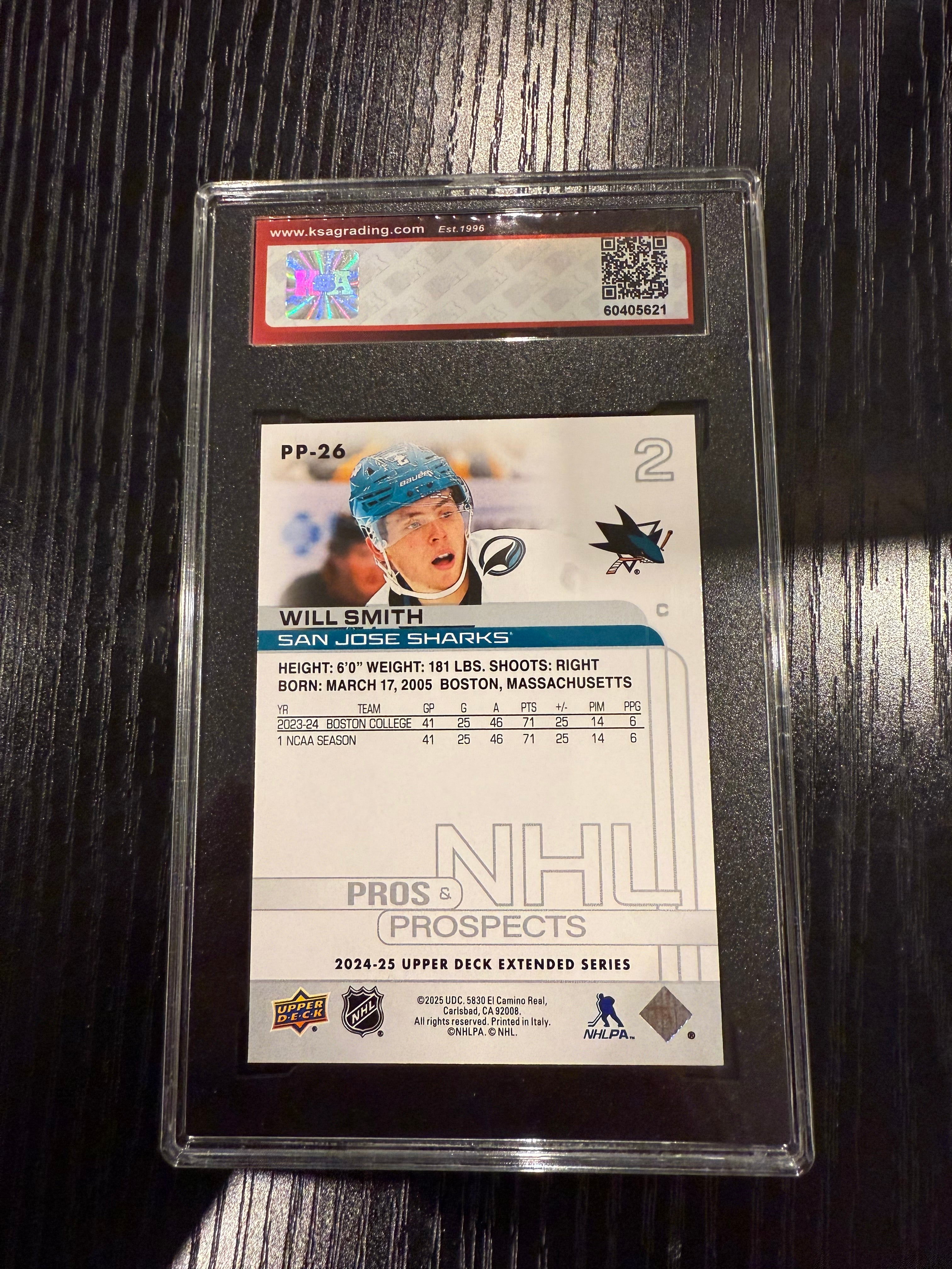 2024-25 UD Pros and Prospects Will Smith Rookie KSA 9.5
