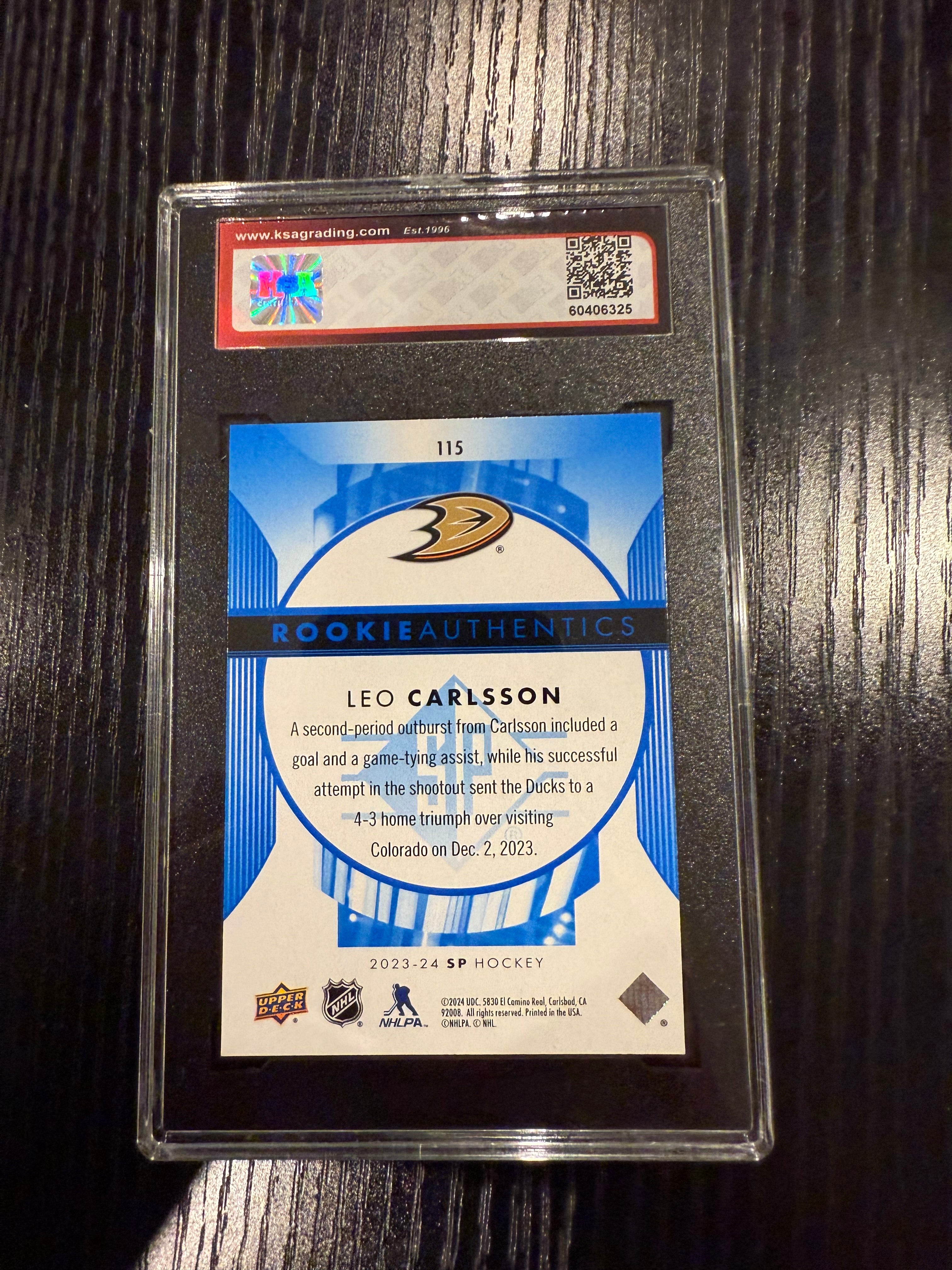 2023-24 SP Blue Rookie Leo Carlsson Rookie KSA 9.5