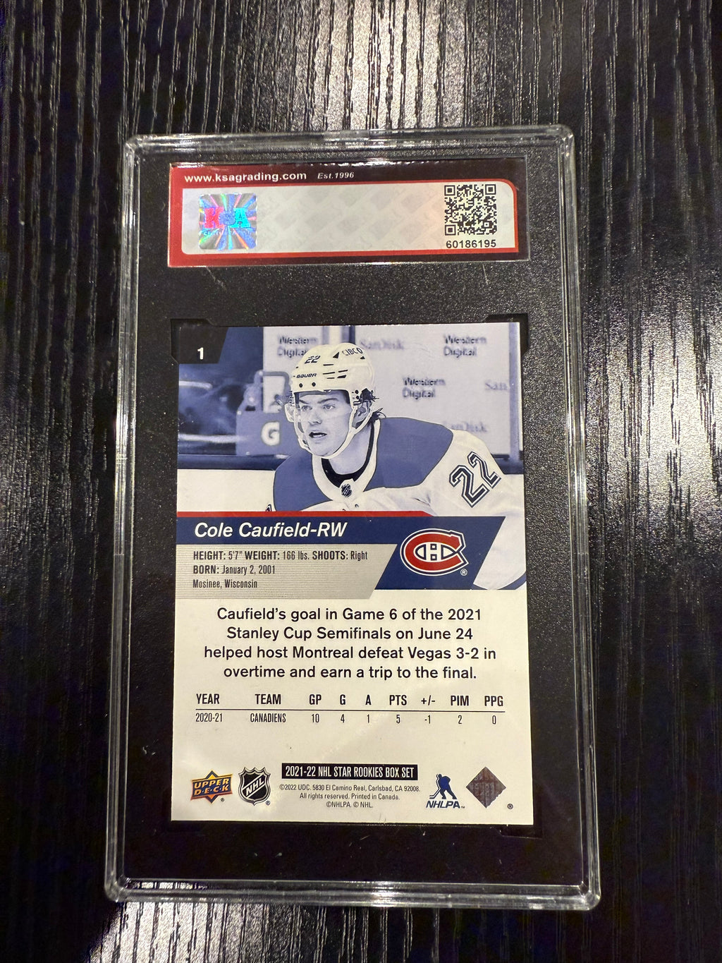 2021-22 Star Rookies RC Cole Caufield KSA 9.5