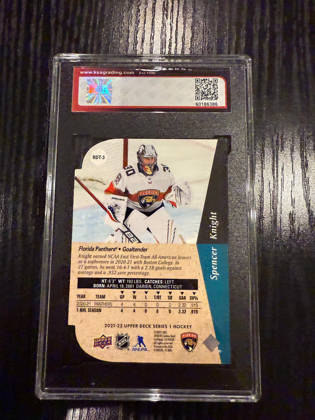 2021-22 UD Die-Cut Spencer Knight Rookie KSA 10