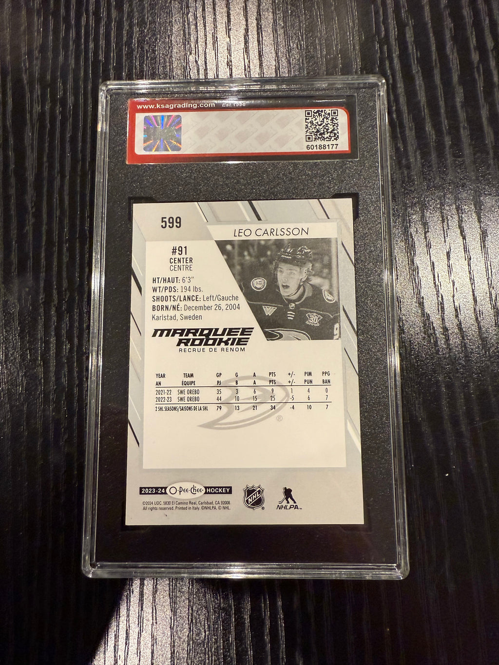 2023-24 OPC Leo Carlson Rookie KSA 10