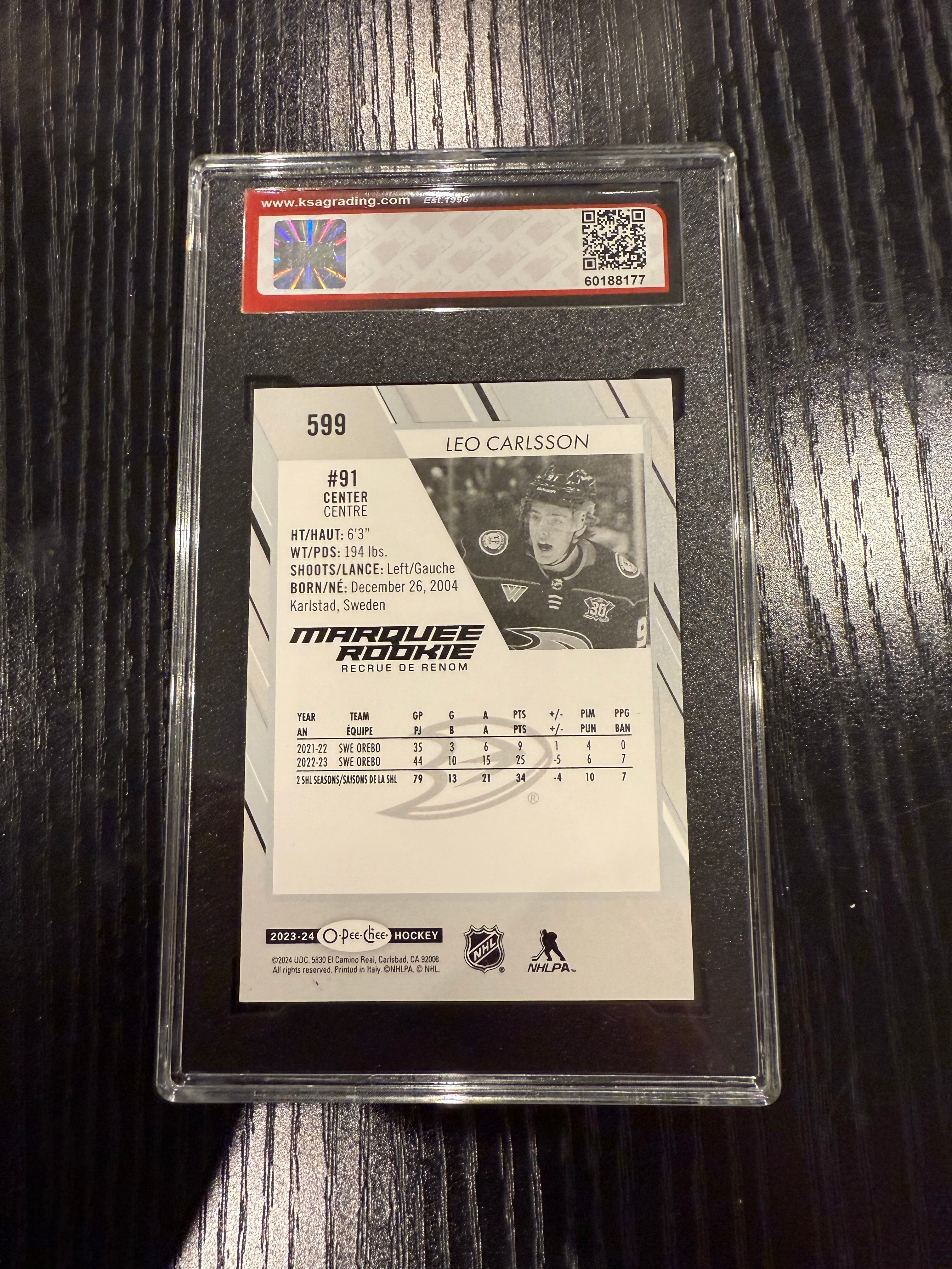 2023-24 OPC Leo Carlson Rookie KSA 10
