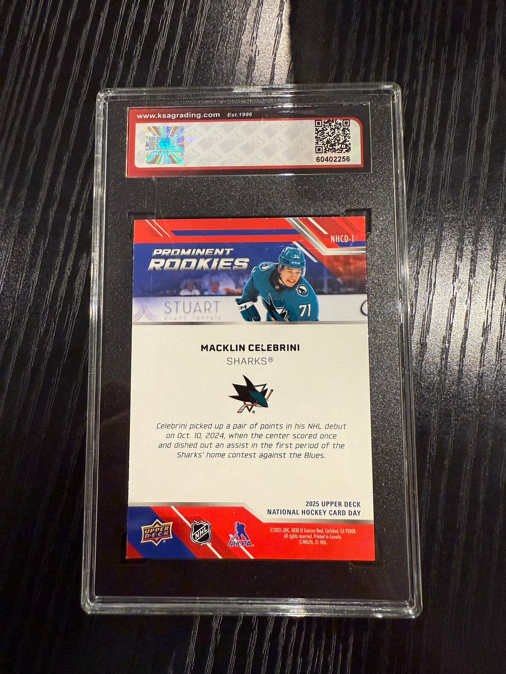2024-25 UD NHCD Macklin Celebrini Rookie KSA 10