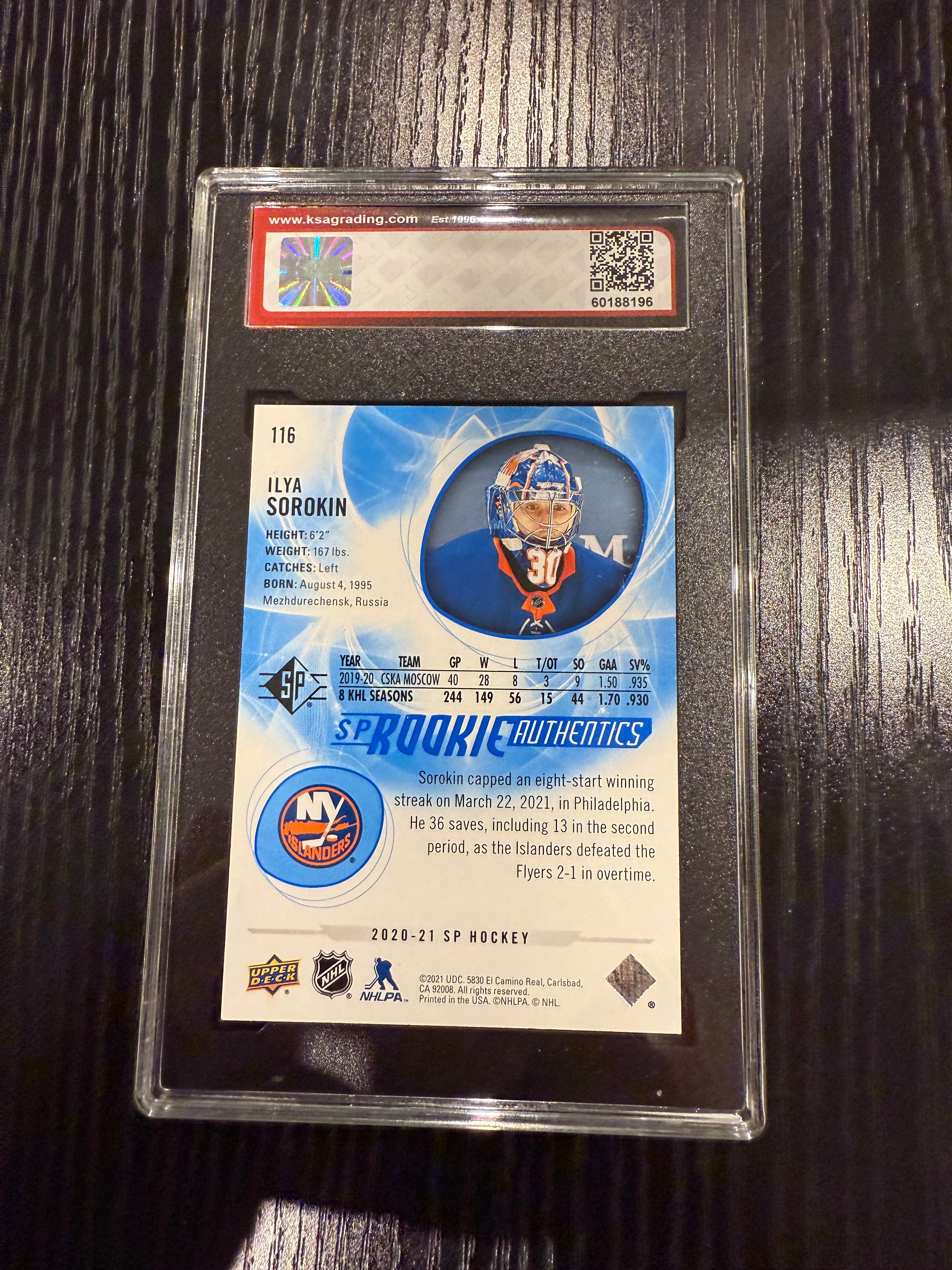 2020-21 SP Blue Rookie Ilya Sorokin KSA 10