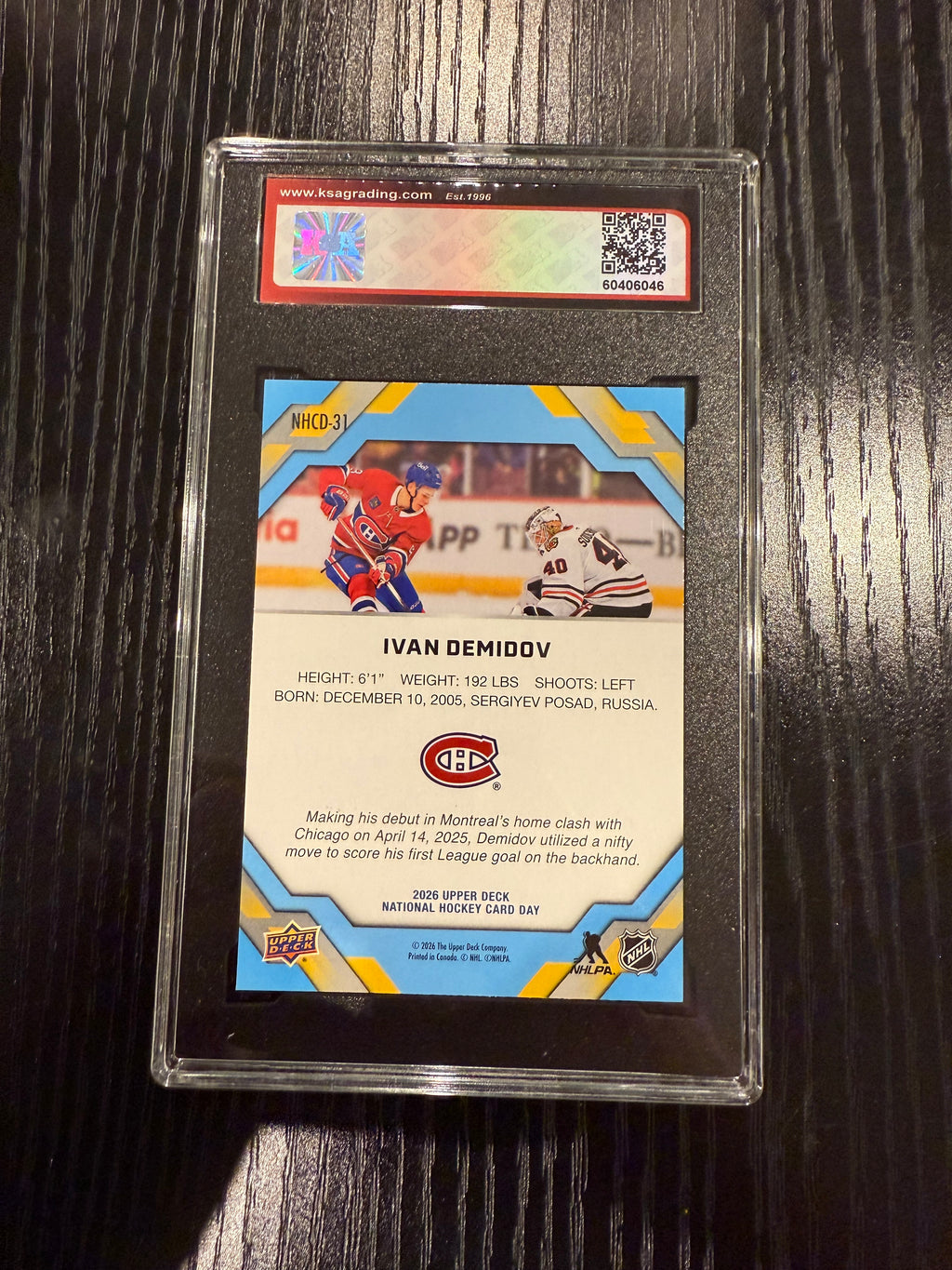 2025-26 UD NHCD Ivan Demidov Rookie KSA 10
