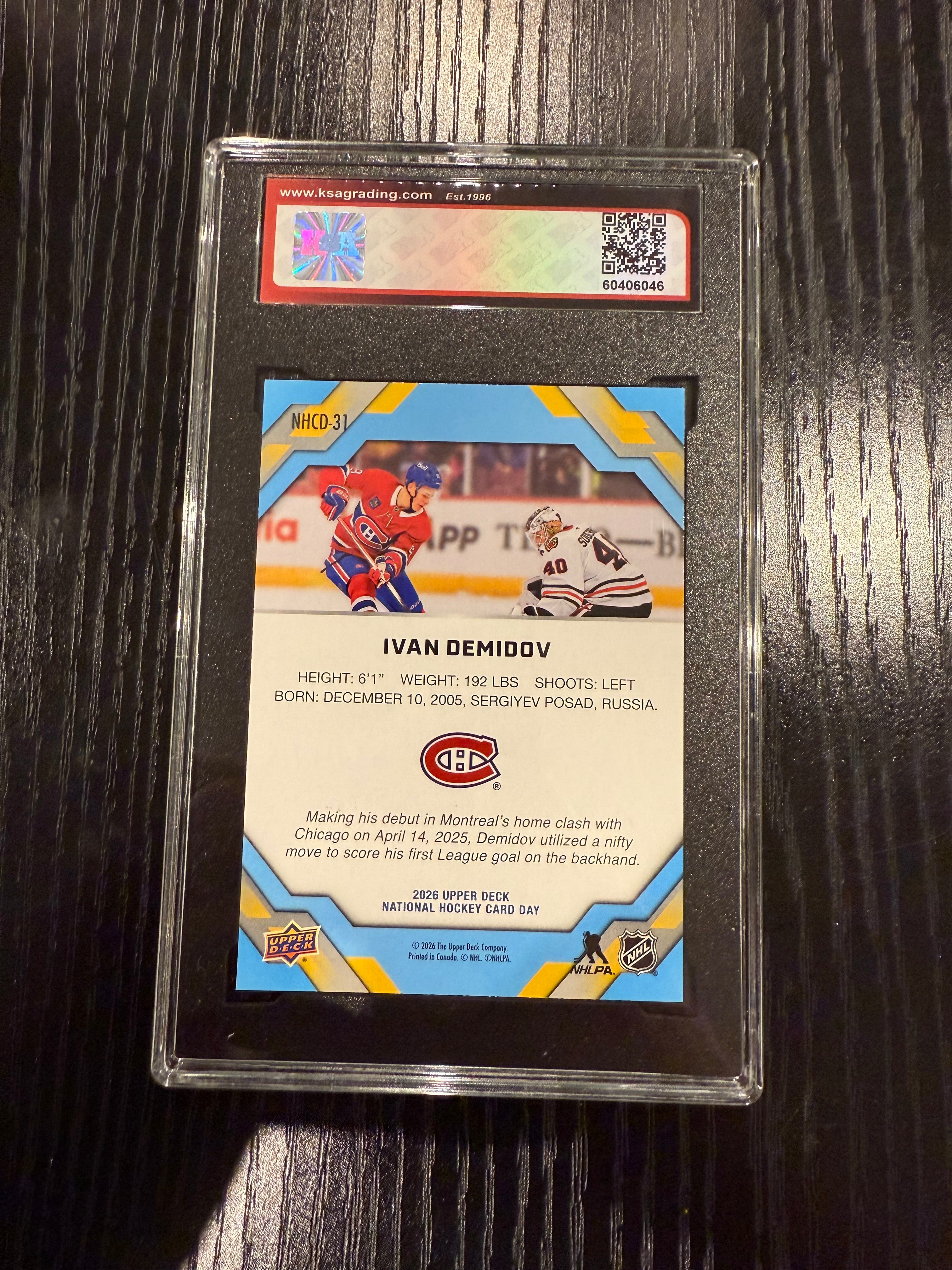 2025-26 UD NHCD Ivan Demidov Rookie KSA 10