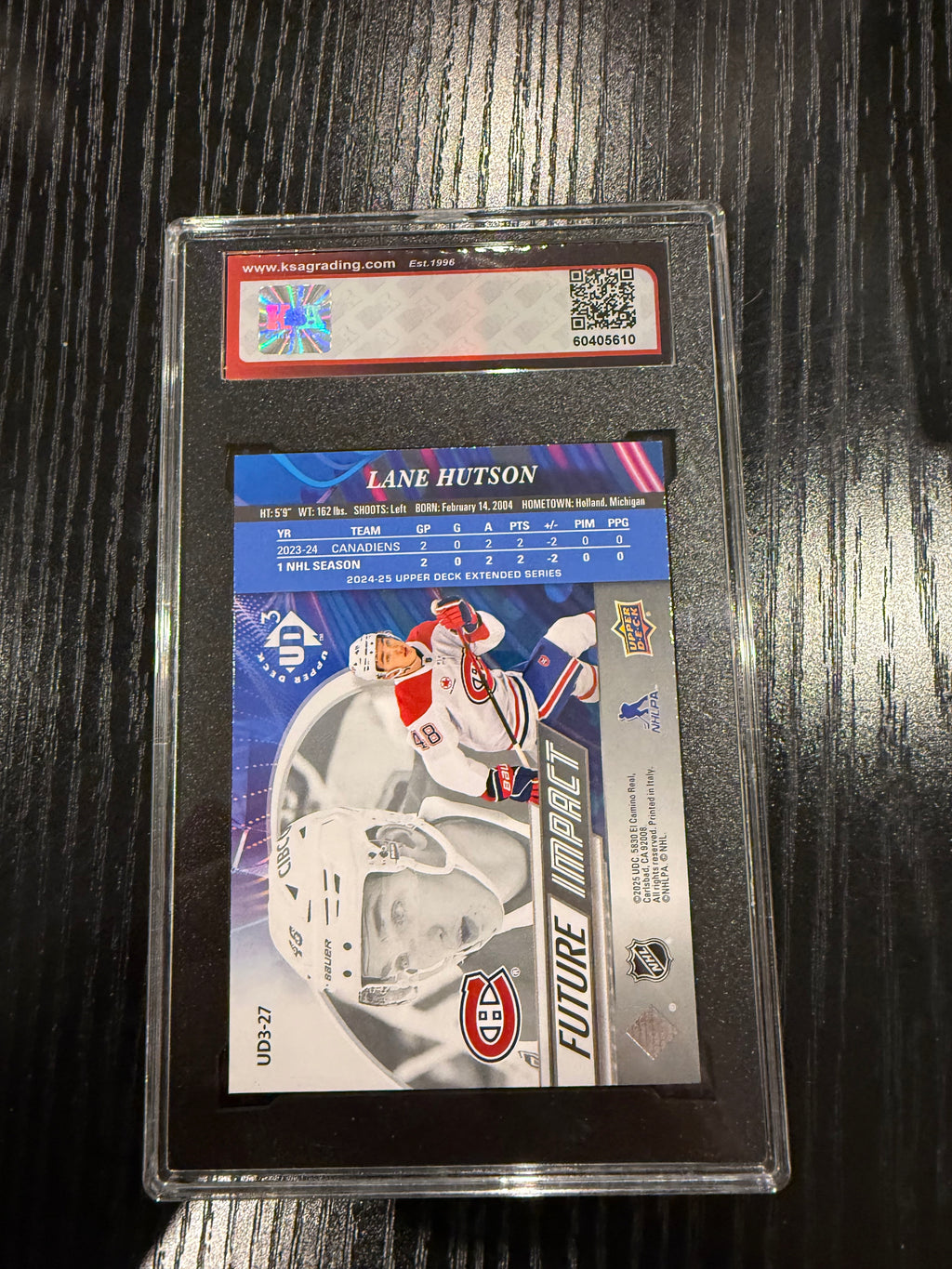 2024-25 UD Future Impact Lane Hutson Rookie KSA 9.5