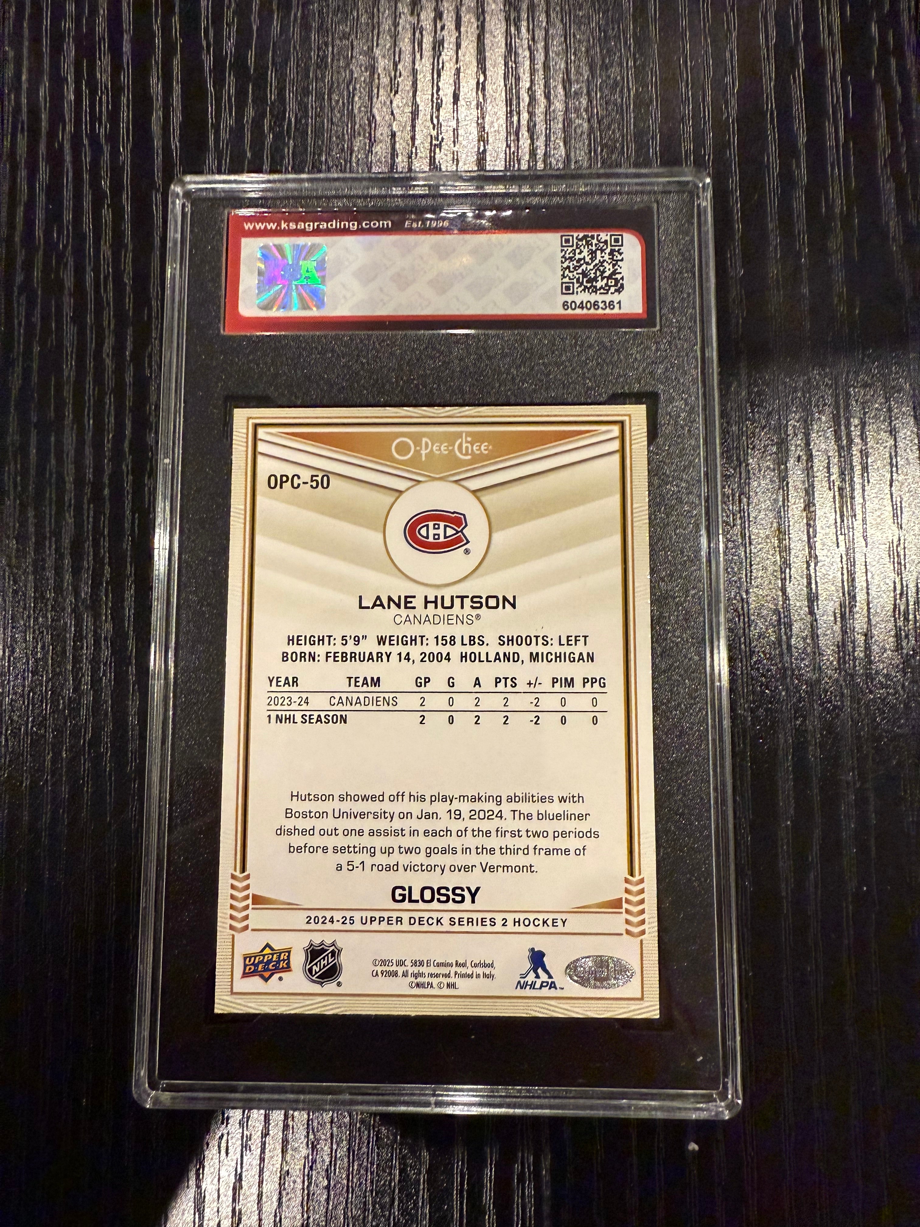 2024-25 OPC Glossy Lane Hutson Rookie KSA 9