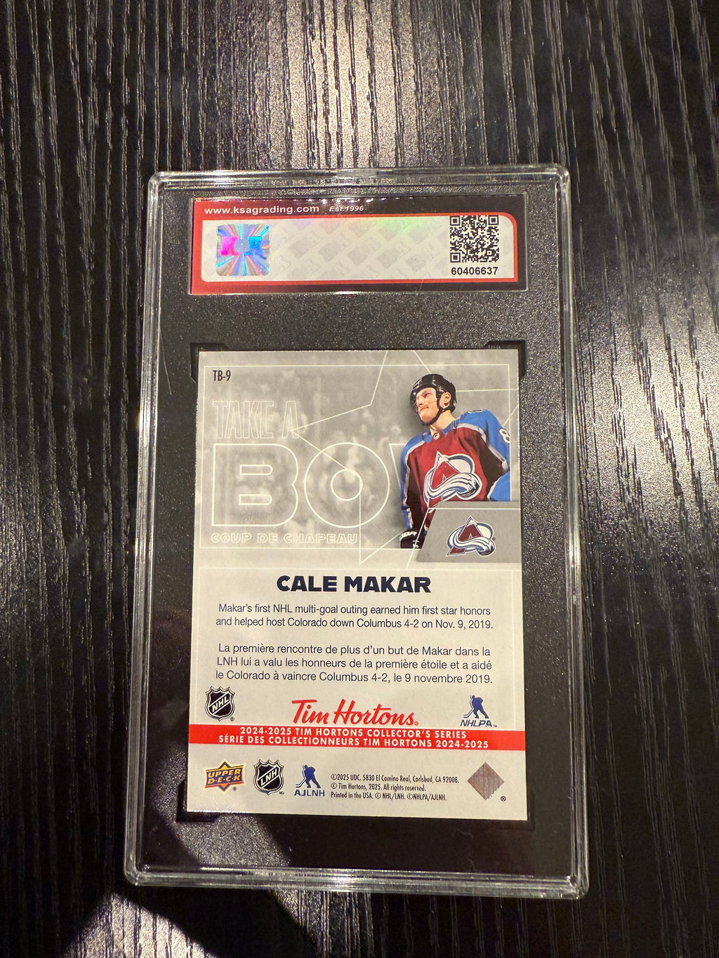 2024-25 UD Tim Hortons Take a Bow Cale Makar