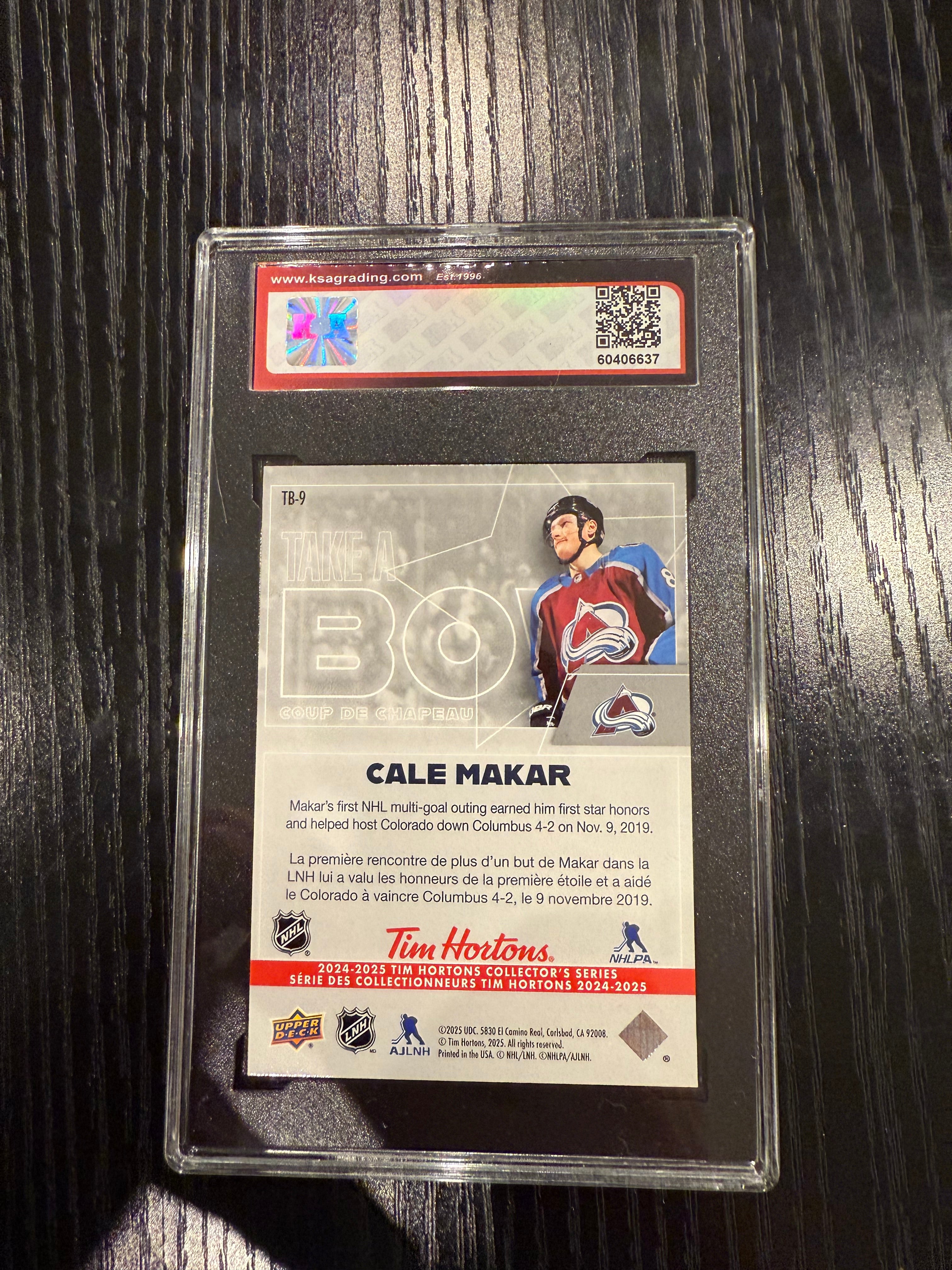 2024-25 UD Tim Hortons Take a Bow Cale Makar
