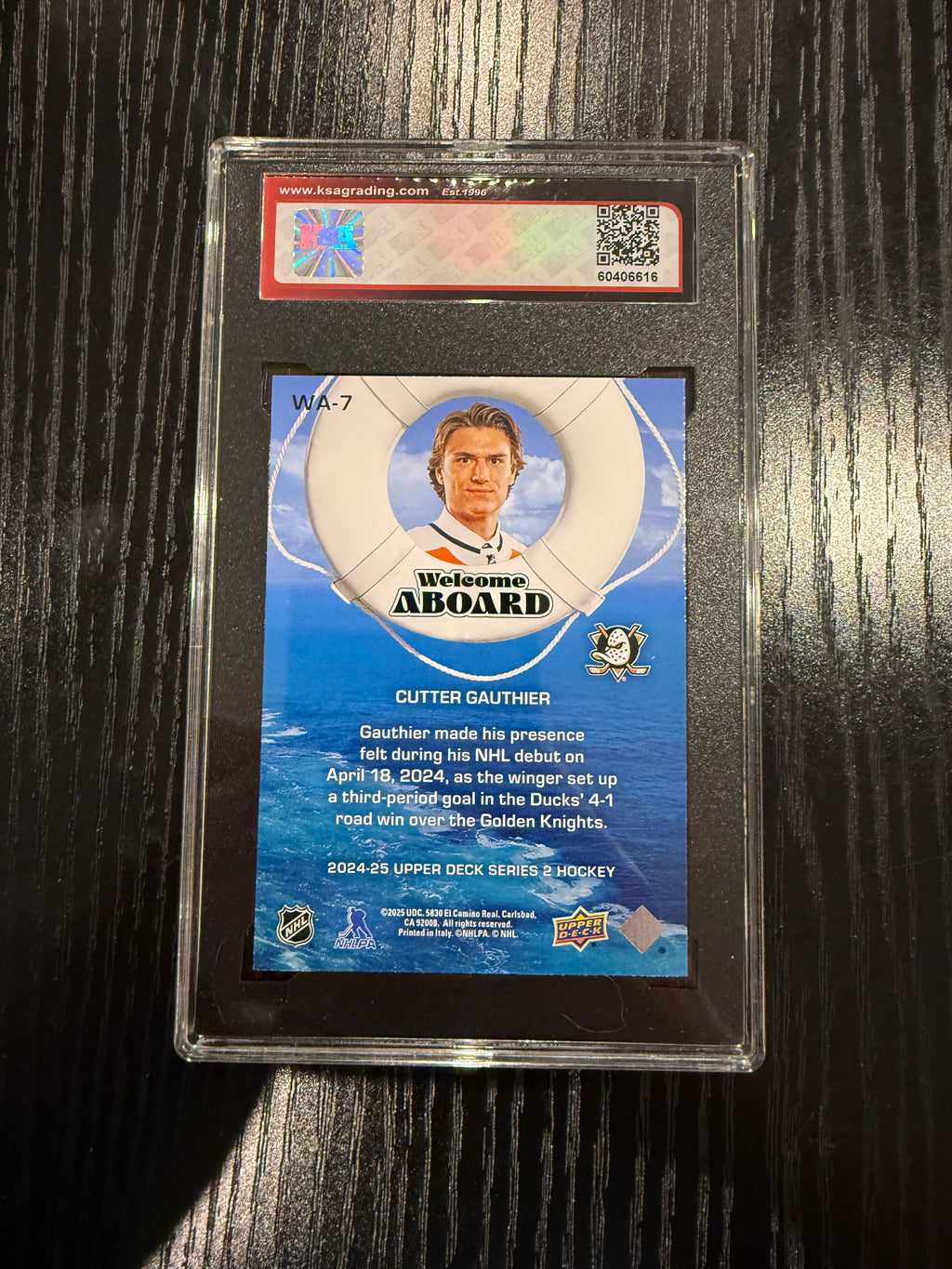 2024-25 UD Welcome Aboard Rookie Cutter Gauthier KSA 10