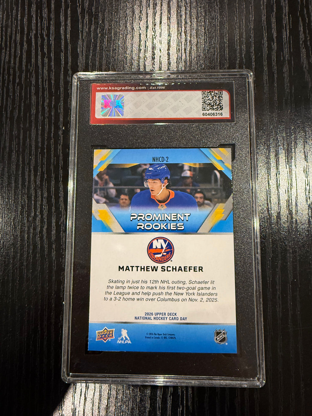 MATTHEW SCHAEFER KSA 9.5 25/26 ROOKIE CARD