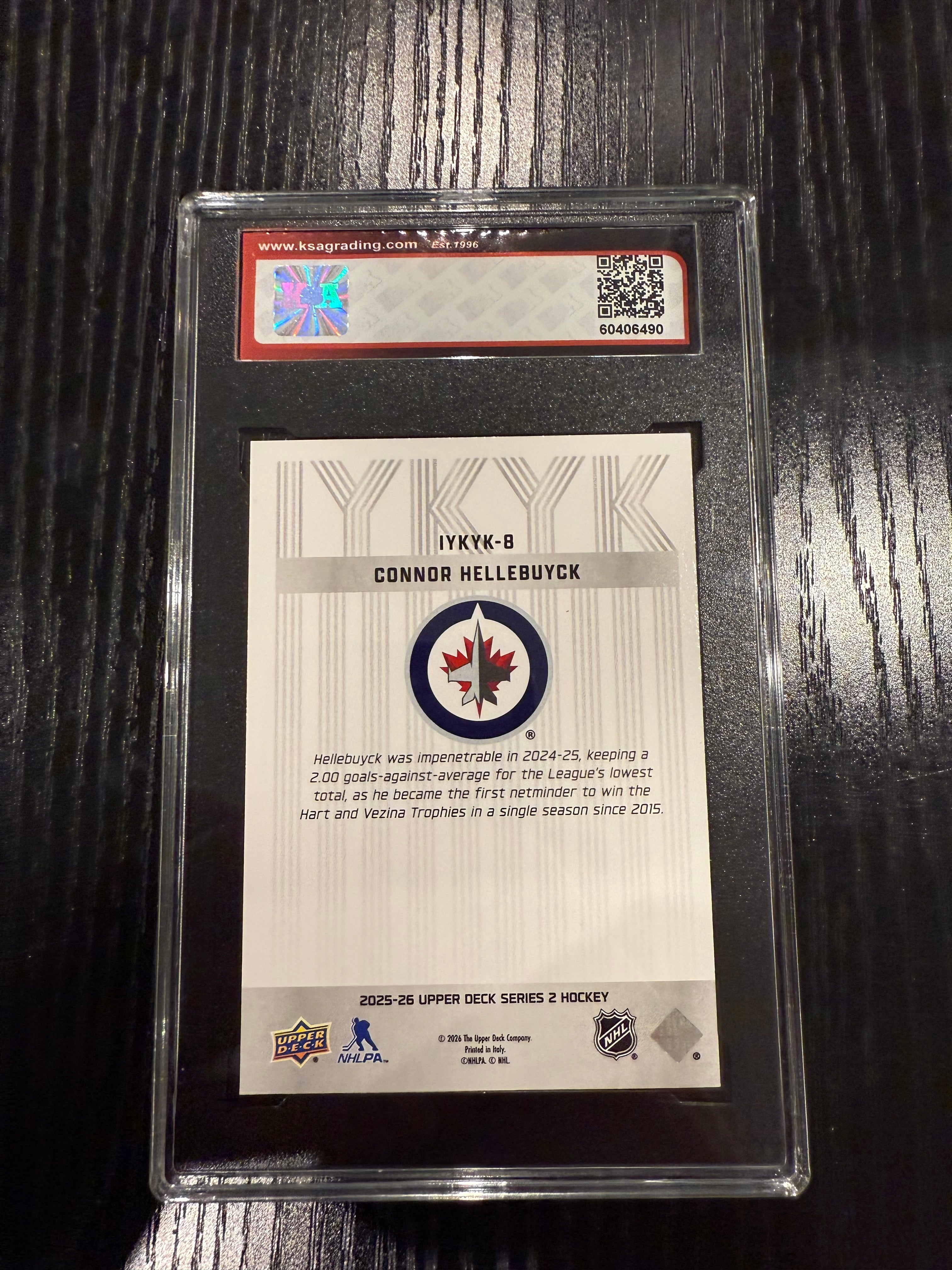 2025-26 Upper Deck IYKYK Connor Hellebuyck KSA 9.5