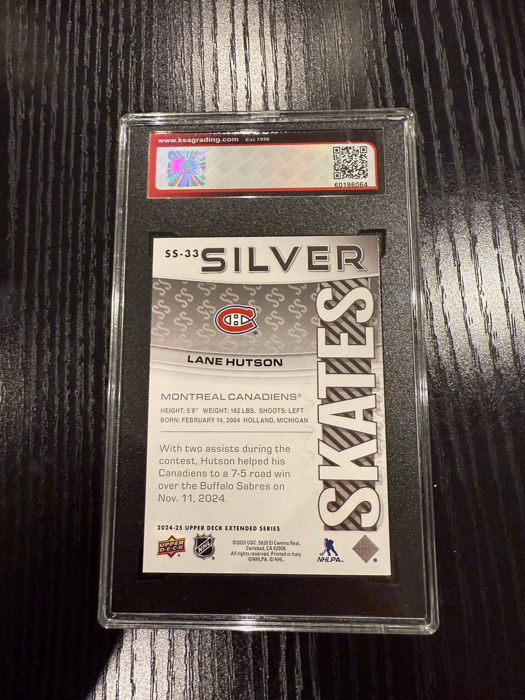 2024-25 UD Silver Skates Lane Hutson Rookie KSA 10