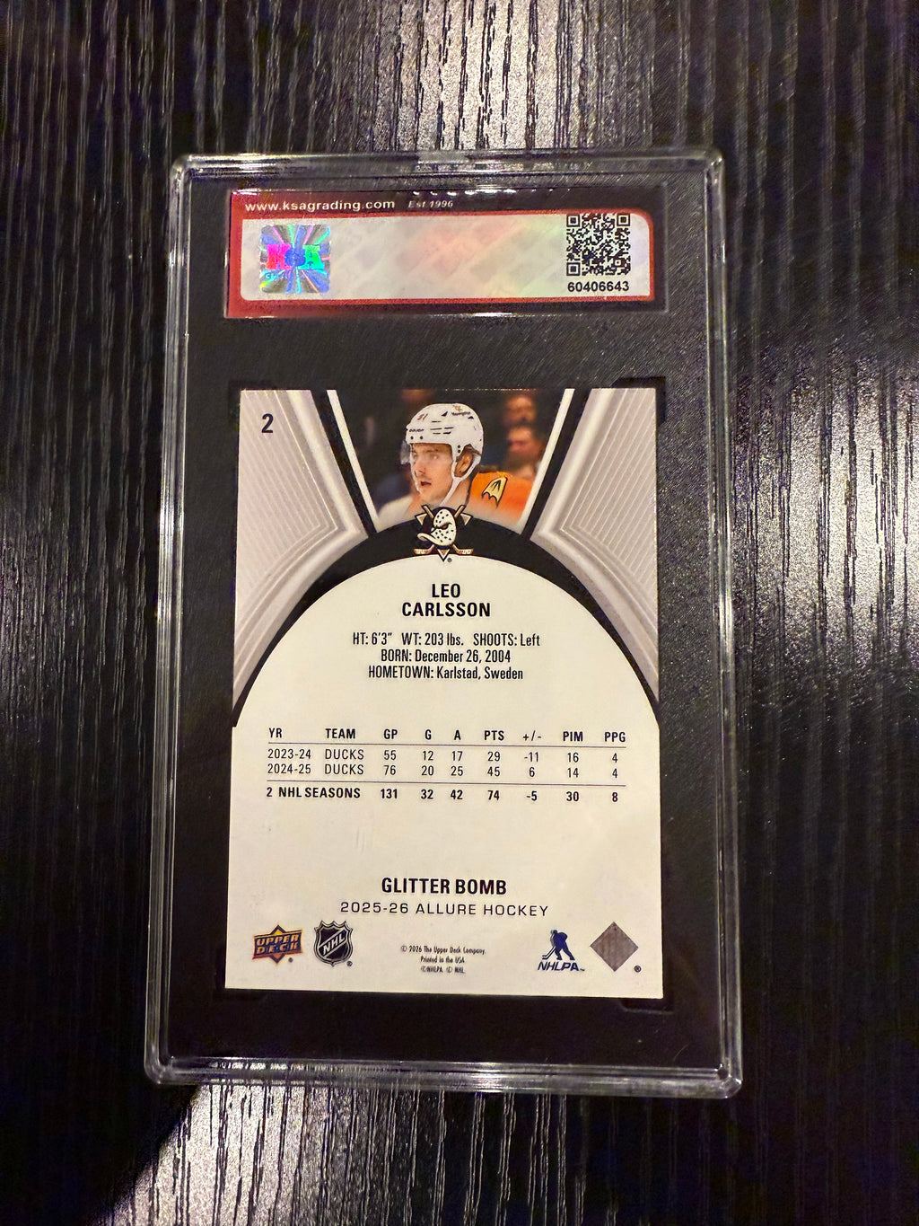 2024-25 Allure Glitter Bomb Leo Carlson KSA 9.5