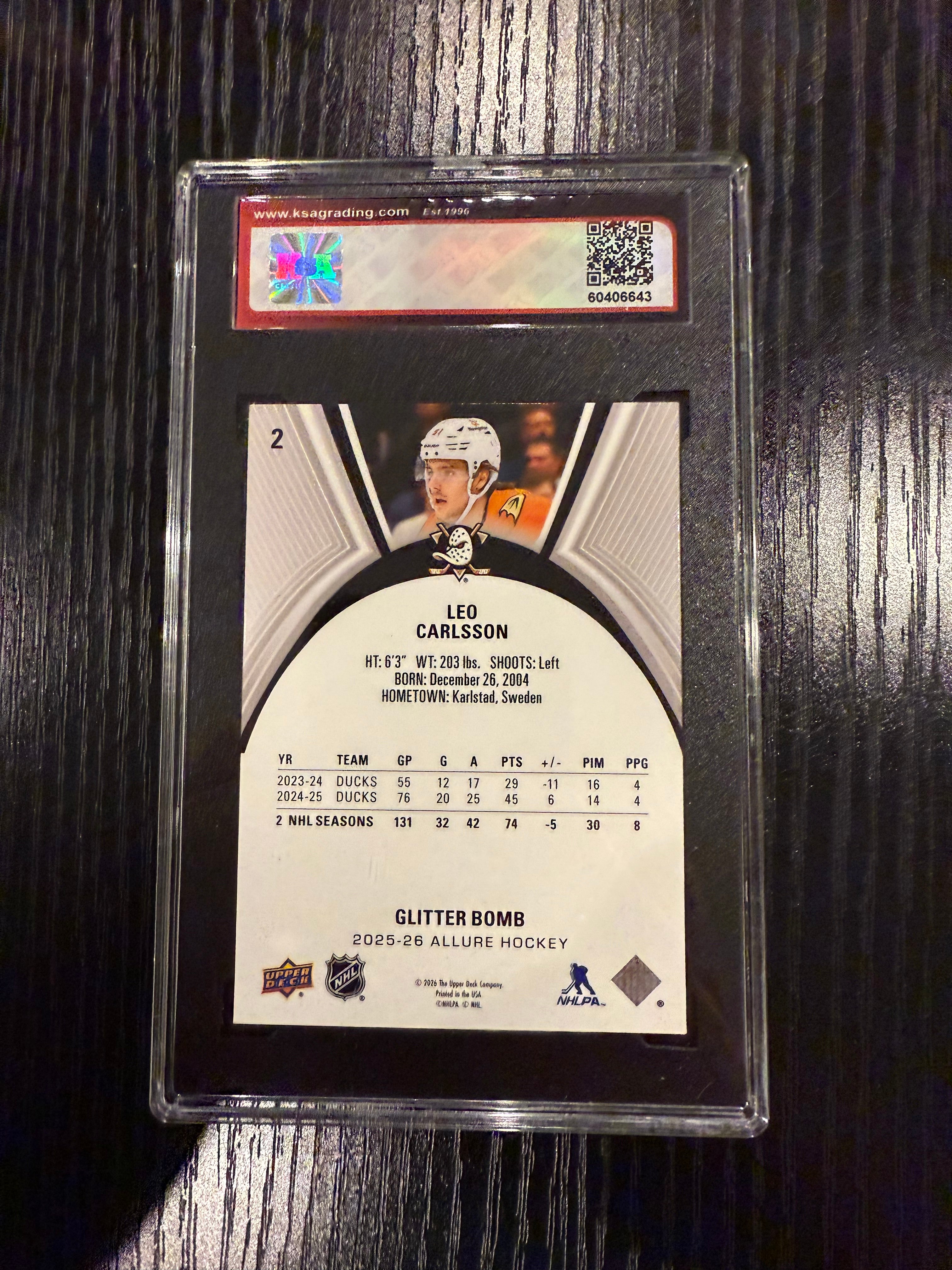 2024-25 Allure Glitter Bomb Leo Carlson KSA 9.5