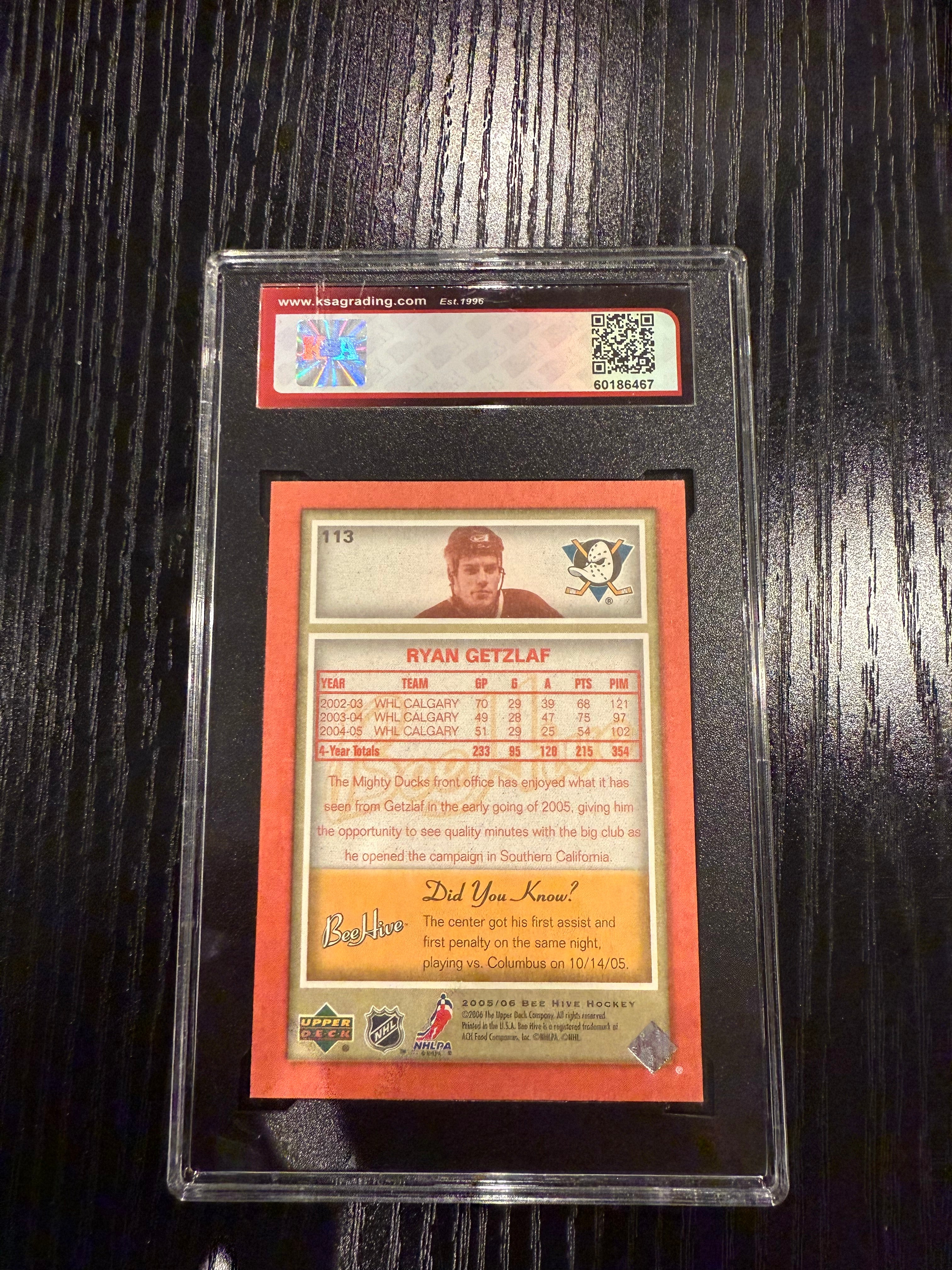 2005-06 Bee Hive Red Ryan Getzlaf Rookie KSA 9.5