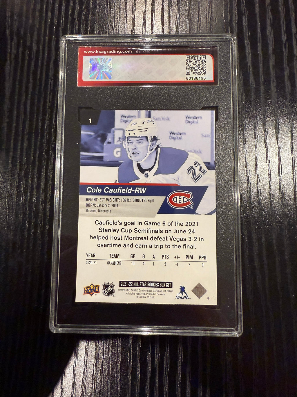 2021-22 Star Rookies Cole Caufield Rookie KSA 9.5