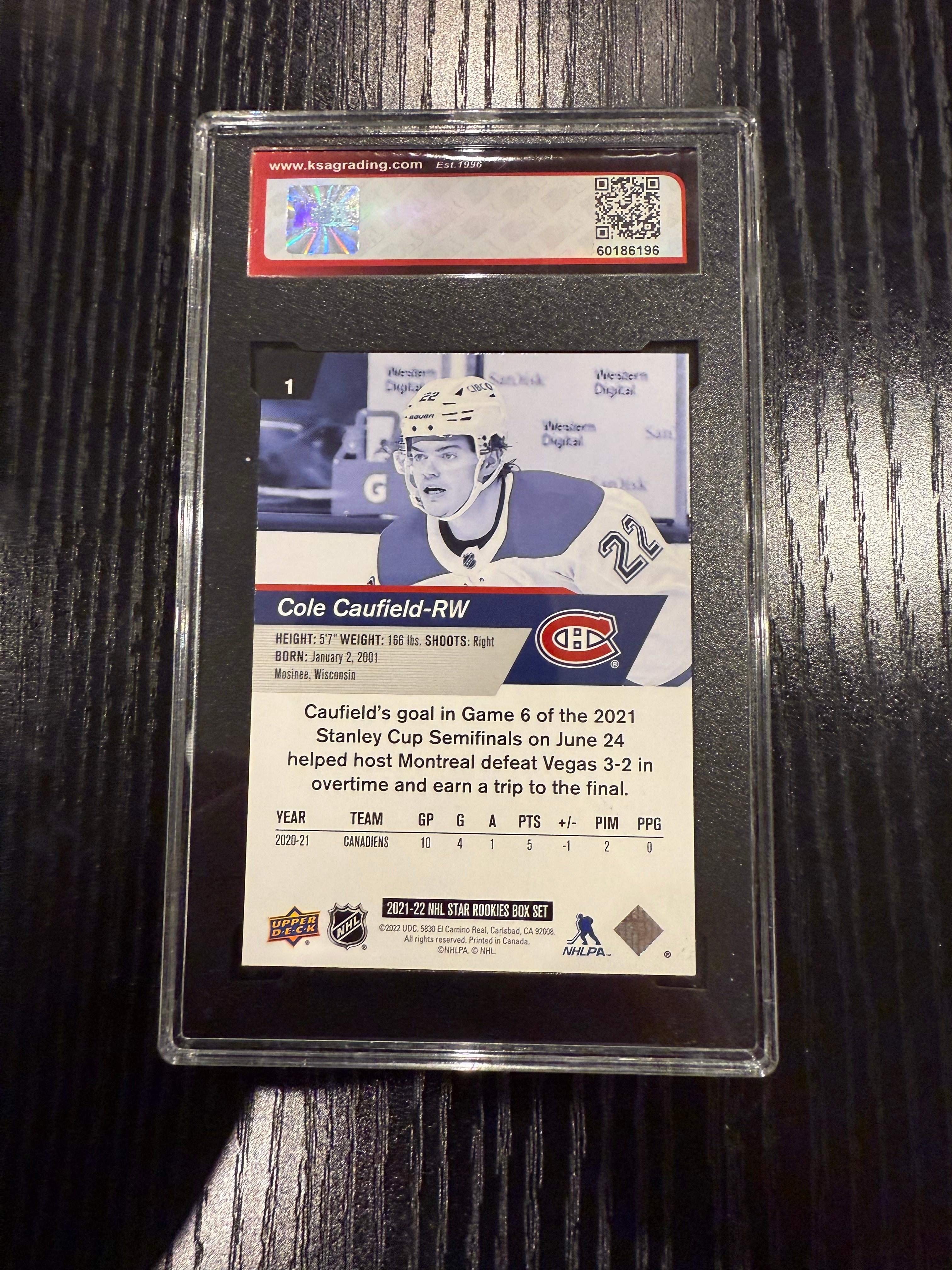 2021-22 Star Rookies Cole Caufield Rookie KSA 9.5