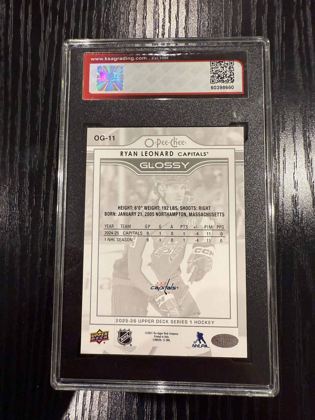2024-25 OPC Glossy Rookie Ryan Leonard KSA 10 Rookie