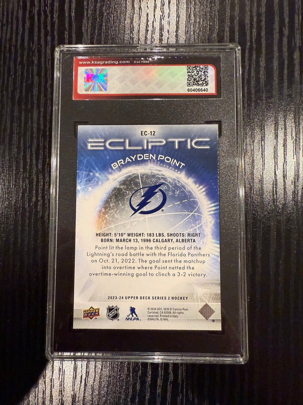 2023-24 UD Ecliptic Brayden Point  Speckled KSA 9.5
