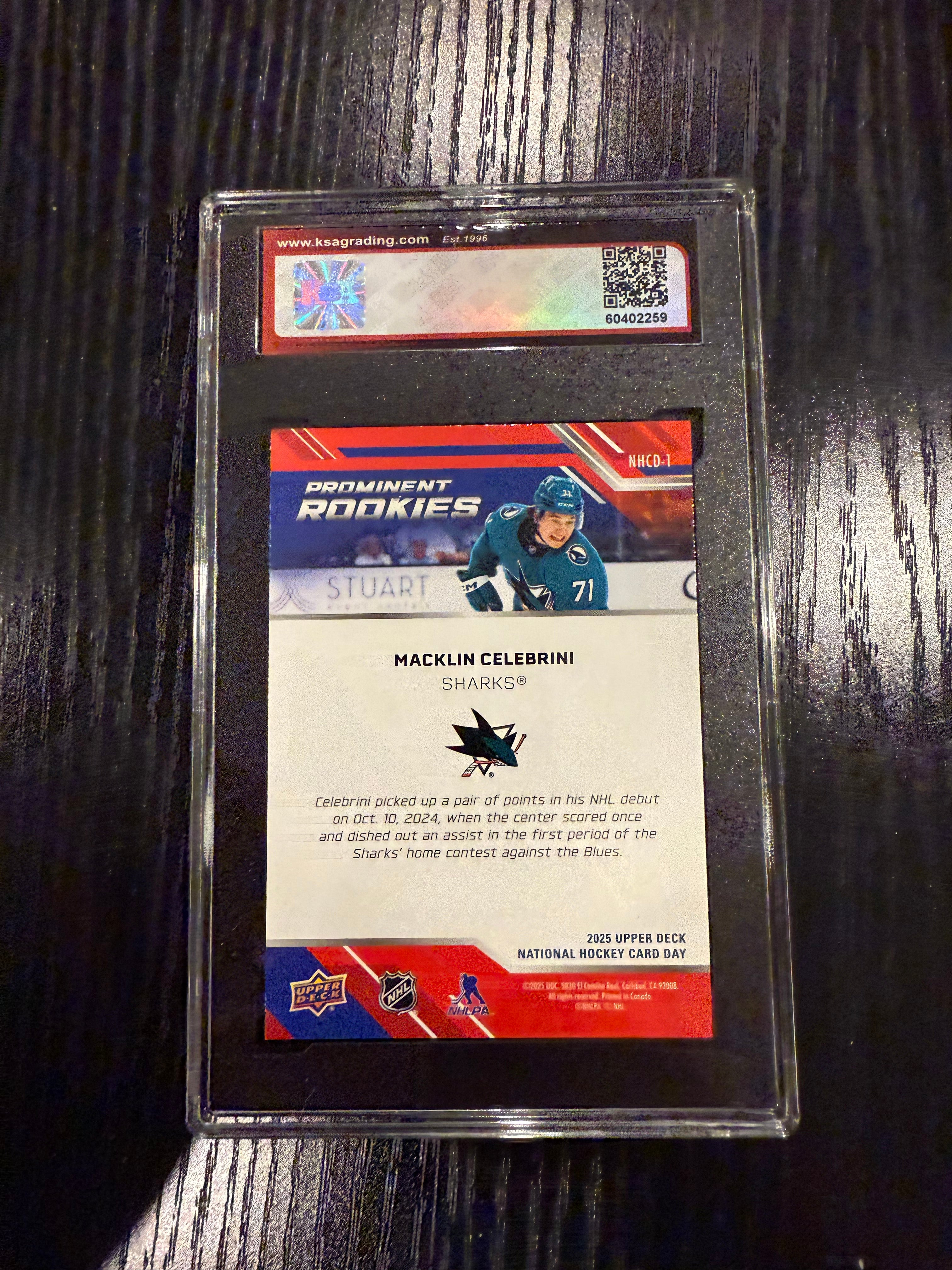 2024-25 UD NHCD Rookie Macklin Celebrini Rookie KSA 10