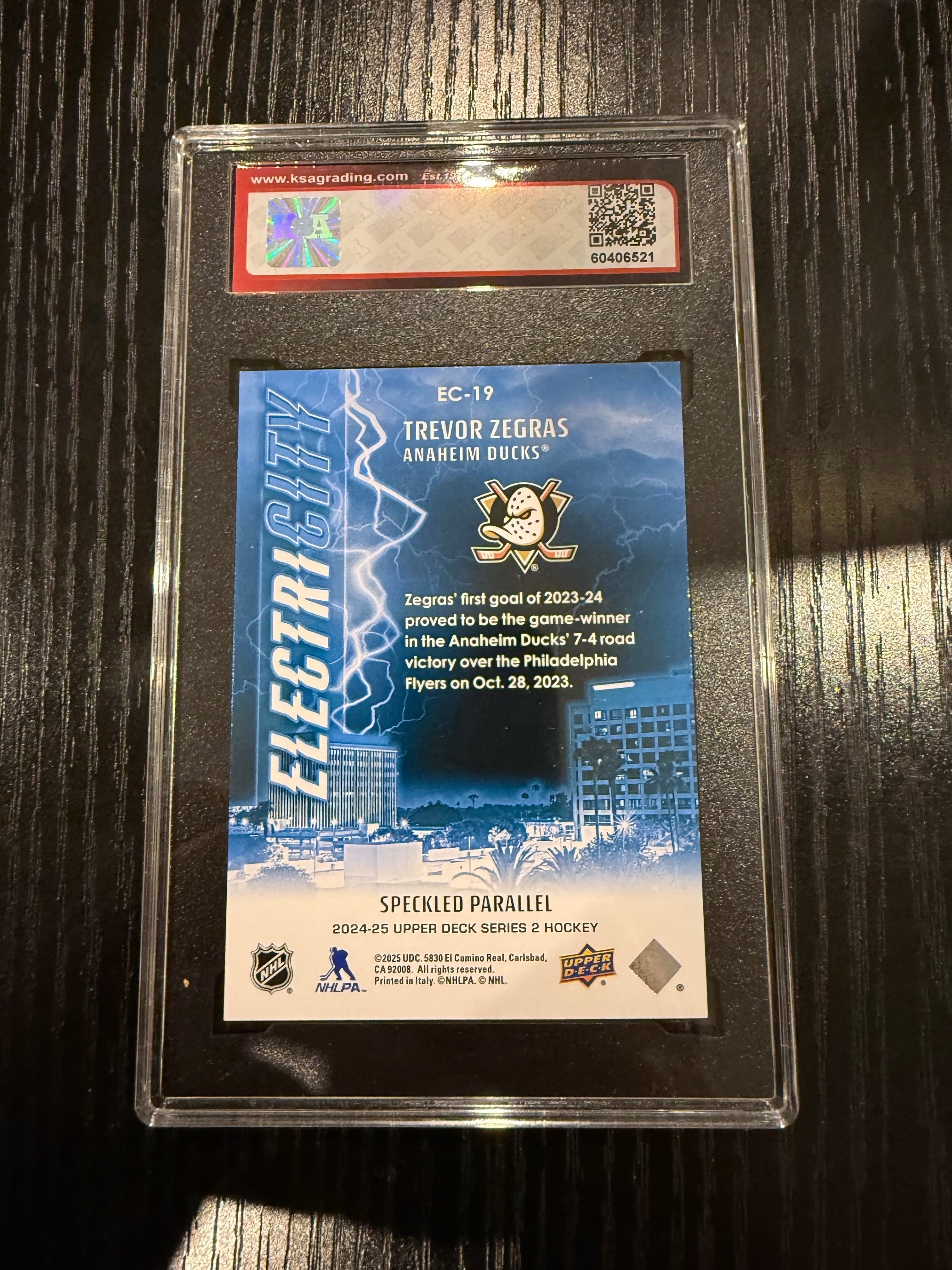 2024-25 Upper Deck Electricity Speckled Trevor Zegras KSA 9.5