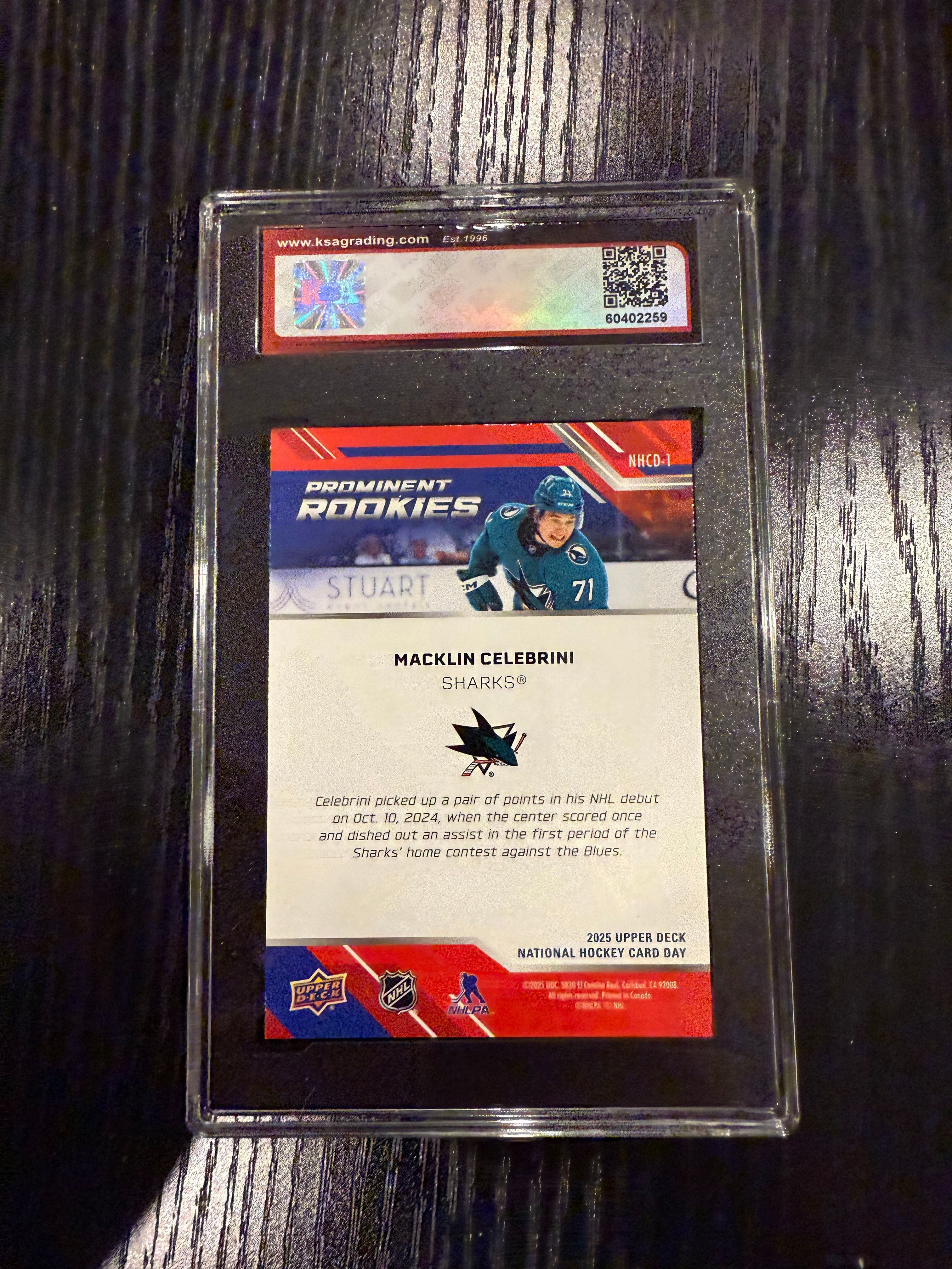 Macklin Celebrini KSA 10 NHCD 24-25 Rookie card