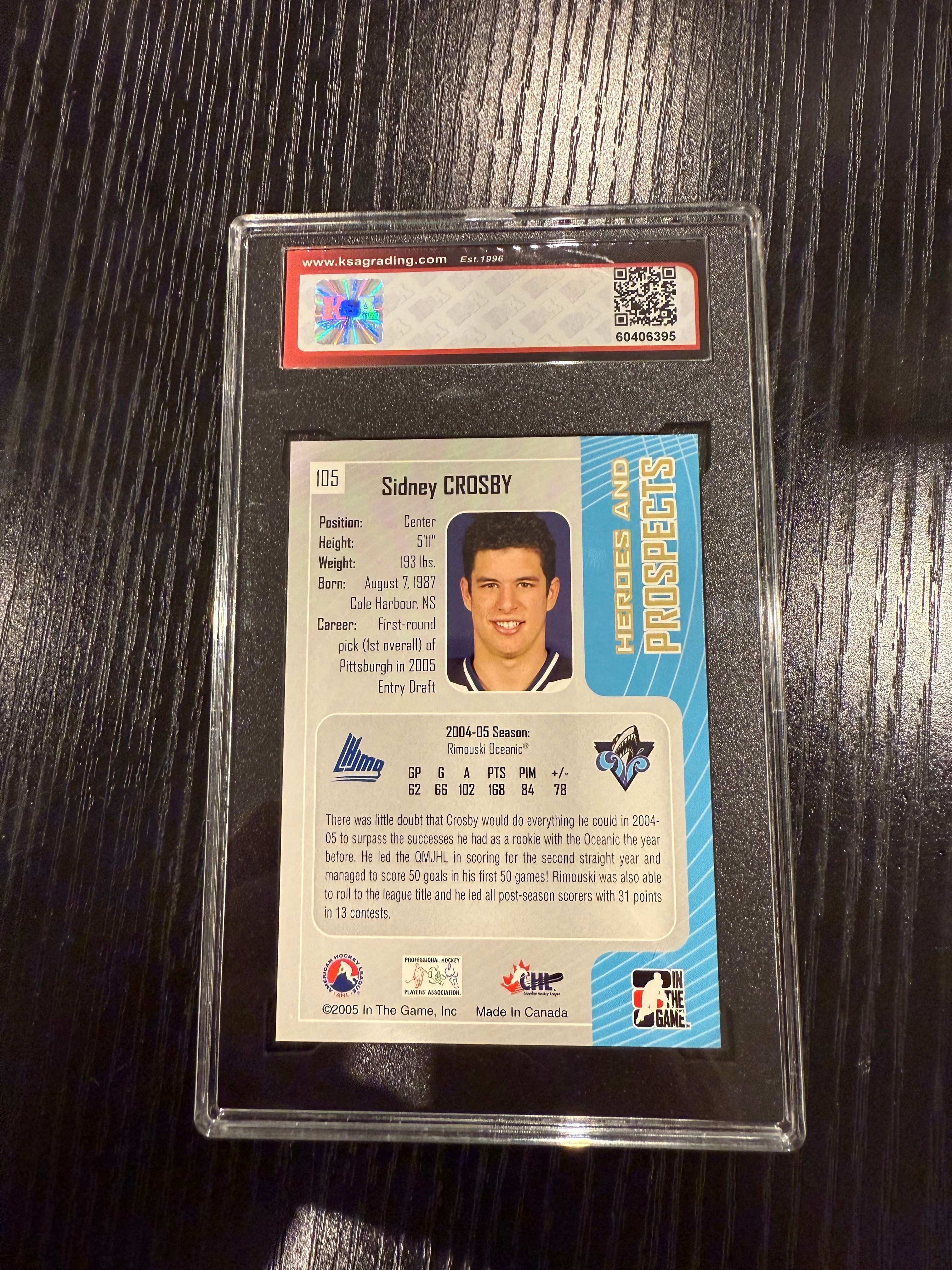 SIDNEY CROSBY "IN THE GAME" KSA 10 ROOKIE CARD